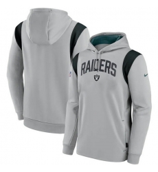 Men Las Vegas Raiders Grey Sideline Stack Performance Pullover Hoodie 002