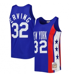 Men New York Nets #32 Julius Erving Blue White Stitched Jesey