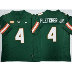 Men Miami Hurricanes 4 Mark Fletcher Jr  Green F U S E  2026 Stitched Football Jersey