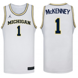 Men Michigan Wolverines Trey Mckenney White #1 NCAA Basketball Jersey