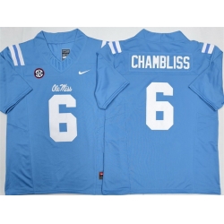 Men Ole Miss Rebels 6 Trinidad Chambliss Blue 2026 F U S E  Stitched jersey