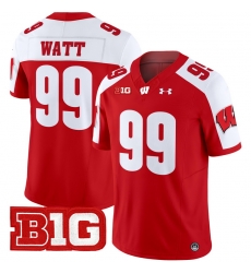 Men Youth Wisconsin Badgers 99 J J Watt Red Alternate 2024 Vapor Limited Jersey All Stitched