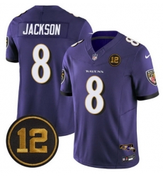 Men Baltimore Ravens 8 Lamar Jackson Purple 2025 F U S E  Jacoby Jones Patch Vapor Limited Football Jersey Men Baltimore Ravens 8 Lamar Jackson Purple 2025 F U S E  Jacoby Jones Patch Vapor Limited Football Jersey