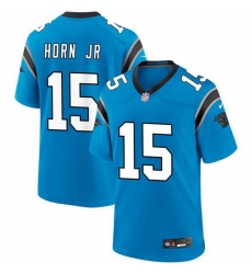 Men Carolina Panthers 15 Jimmy Horn Jr Blue 2025 Vapor Limited Stitched Football Jersey Men Carolina Panthers 15 Jimmy Horn Jr Blue 2025 Vapor Limited Stitched Football Jersey