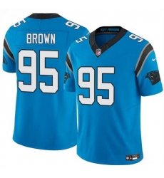 Men Carolina Panthers 95 Derrick Brown Blue 2025 F U S E  Vapor Limited Stitched Football Jersey