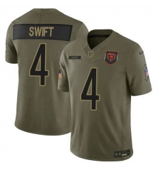 Men Chicago Bears 4 D 27Andre Swift Olive 2025 F U S E  Salute to Service Limited Stitched Football Jersey