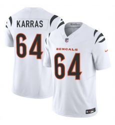 Men Cincinnati Bengals 64 Ted Karras White 2025 F U S E  Vapor Untouchable Limited Stitched Football Jersey Men Cincinnati Bengals 64 Ted Karras White 2025 F U S E  Vapor Untouchable Limited Stitched Football Jersey