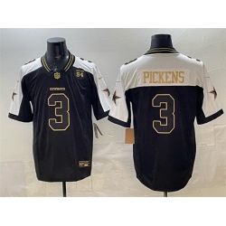 Men Dallas Cowboys 3 George pickens Black Gold 2025 F U S E  94 Marshawn Kneeland Memorial Patch Vapor Limited Stitched Football Jersey