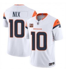 Men Denver Broncos 10 Bo Nix White 2025 F U S E  With 2 Star C Patch Vapor Limited Stitched Football Jersey