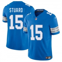 Men Detroit Lions 15 Grant Stuard Blue 2025 F U S E  Vapor Limited Stitched Jersey