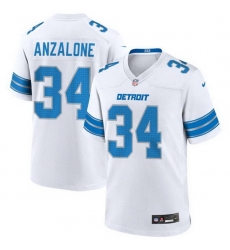 Men Detroit Lions 34 Alex Anzalone White Stitched Game Jersey