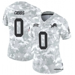Women Detroit Lions 0 Jahmyr Gibbs Salute To Service Vapor Limited Stitched Jersey
