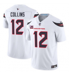 Men Houston Texans 12 Nico Collins White 2025 F U S E  With 1 Star C Patch Vapor Limited Stitched Football Jersey Men Houston Texans 12 Nico Collins White 2025 F U S E  With 1 Star C Patch Vapor Limited Stitched Football Jersey