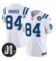 Men Indianapolis Colts 84 Tyler Warren White 2025 F U S E  Jim Irsay Patch Vapor Limited Stitched Football Jersey Men Indianapolis Colts 84 Tyler Warren White 2025 F U S E  Jim Irsay Patch Vapor Limited Stitched Football Jersey