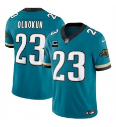 Men Jacksonville Jaguars 23 Foye Oluokun Teal 2025 F U S E  With 4 Star C Patch Prowler Throwback Vapor Limited Stitched Football Jersey