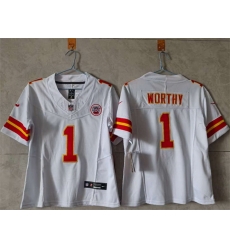 Women Kansas City Chiefs 1 Xavier Worthy White 2023 F U S E  Vapor Untouchable Limited Stitched Jersey  Women Kansas City Chiefs 1 Xavier Worthy White 2023 F U S E  Vapor Untouchable Limited Stitched Jersey