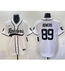 Men Las Vegas Raiders 89 Brock Bowers White Cool Base Stitched Baseball Jersey