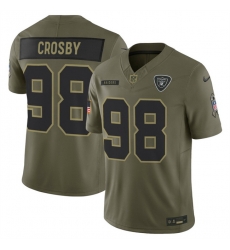 Men Las Vegas Raiders 98 Maxx Crosby Olive 2025 F U S E  Salute to Service Limited Stitched Football Jersey