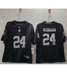 Women Las Vegas Raiders 24 Charles Woodson Black 2025 F U S E  Vapor Stitched Jersey 