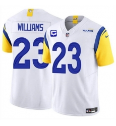 Men Los Angeles Rams 23 Kyren Williams White 2025 F U S E  With 1 Star C Patch Vapor Untouchable Stitched Football Jersey Men Los Angeles Rams 23 Kyren Williams White 2025 F U S E  With 1 Star C Patch Vapor Untouchable Stitched Football Jersey