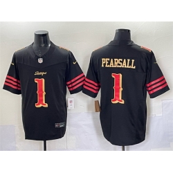 Men San Francisco 49ers 1 Ricky Pearsall Black 2025 F U S E Rivalries Vapor Limited Stitched Football Jersey