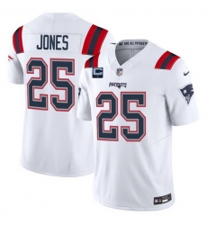 Men New England Patriots 25 Marcus Jones White 2025 F U S E  With 1 Star C Patch Vapor Limited Stitched Football Jersey Men New England Patriots 25 Marcus Jones White 2025 F U S E  With 1 Star C Patch Vapor Limited Stitched Football Jersey