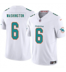 Youth Miami Dolphins 6 Malik Washington White 2025 F U S E  Vapor Limited Stitched Football Jersey