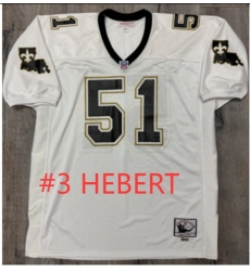 Men Saints #3 HEBERT White Throwback Stitched NFL Jersey