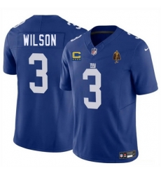 Men New York Giants 3 Russell Wilson Blue 2025 F U S E  With 4 star C Patch And Walter Payton Patch Vapor Untouchable Limited Stitched Jersey Men New York Giants 3 Russell Wilson Blue 2025 F U S E  With 4 star C Patch And Walter Payton Patch Vapor Untouchable Limited Stitched Jersey