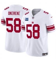 Men New York Giants 58 Bobby Okereke White 2025 F U S E  With 2 Star C Patch Vapor Untouchable Limited Stitched Jersey Men New York Giants 58 Bobby Okereke White 2025 F U S E  With 2 Star C Patch Vapor Untouchable Limited Stitched Jersey