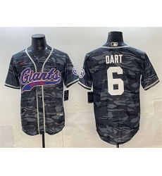 Men New York Giants 6 Jaxson Dart Gray Camo With Patch Cool Base Stitched Baseball Jersey  Men New York Giants 6 Jaxson Dart Gray Camo With Patch Cool Base Stitched Baseball Jersey