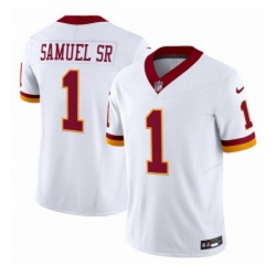 Men Washington Commanders 1 Deebo Samuel Sr White 2025 FUSE Throwback Vapor Limited Football Stitched Jersey