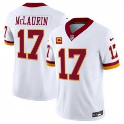 Men Washington Commanders 17 Terry McLaurin White 2025 F U S E  With 4 star C Patch Throwback Vapor Limited Stitched Football Jersey
