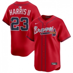 Men Atlanta Braves Nike Alternate Limited Jersey Red Harris II Michael 23