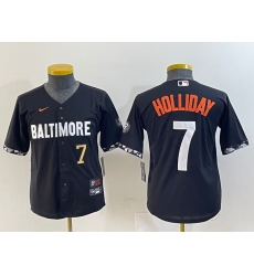 youth Baltimore Orioles 7 Jackson Holliday Black 2023 City Connect Cool base jerseys 2 youth Baltimore Orioles 7 Jackson Holliday Black 2023 City Connect Cool base jerseys 2
