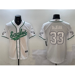 Men Philadelphia Eagles 33 Cooper DeJean White Cool Base Stitched Baseb