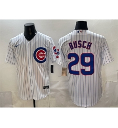 Men Chicago Cubs 29 Michael Busch White Cool Base Stitched Baseball Jersey Men Chicago Cubs 29 Michael Busch White Cool Base Stitched Baseball Jersey