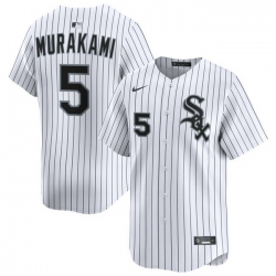 Men Chicago White Sox Nike Home Limited Jersey White Murakami Munetaka 5