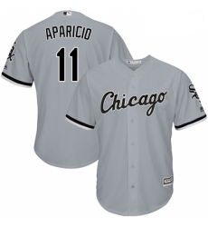 Mens Majestic Chicago White Sox 11 Luis Aparicio Grey Road Flex Base Authentic Collection MLB Jersey