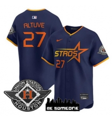 Men Houston Astros 27 Jose Altuve Navy 2025 City Connect Limited Stitched Baseball Jersey