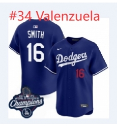 Men Dodgers blue 2026 Champions Valenzuela #34 Jersey Men Dodgers blue 2026 Champions Valenzuela #34 Jersey