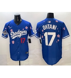 Men Los Angeles Dodgers 17 Shohei Ohtani Royal 2025 World Series Champions Patch Tokyo Series Limited Stitched Baseball Jersey
