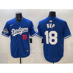 Men Los Angeles Dodgers 18 MVP Royal 2025 World Series Champions Patch Limited Stitched Baseball Jersey