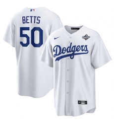 Men Los Angeles Dodgers 50 Mookie Betts White 2025 World Series Home Cool Base Stitched Baseball Jersey