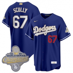Men Los Angeles Dodgers  67 Vin Scully Royal 2026 Alternate Gold Collection Stadium Stitched Baseball Jersey