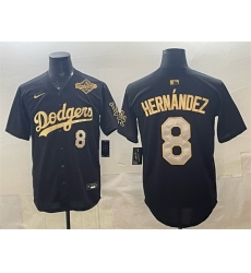 Men Los Angeles Dodgers 8 Enrique Hernandez Black Gold 2025 World Series Patch Limited Stitched Baseball Jersey Men Los Angeles Dodgers 8 Enrique Hernandez Black Gold 2025 World Series Patch Limited Stitched Baseball Jersey