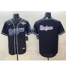 Men Los Angeles Dodgers Team Big Logo Black Fashion 2025 World Series Cool Base Stitched Baseball Jersey 002
