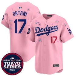 Women Los Angeles Dodgers 17 Shohei Ohtani Pink 2025 Tokyo Series Limited Stitched Baseball Jersey