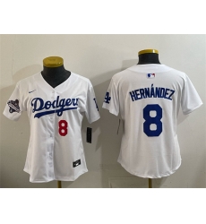 Women Los Angeles Dodgers 8 Enrique Hernandez White 2025 World Series Champions Home Limited Stitched Baseball Jersey Women Los Angeles Dodgers 8 Enrique Hernandez White 2025 World Series Champions Home Limited Stitched Baseball Jersey