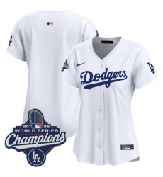 Women Los Angeles Dodgers Blank White 2025 World Series Champions Home Cool Base Stitched Baseball Jersey Women Los Angeles Dodgers Blank White 2025 World Series Champions Home Cool Base Stitched Baseball Jersey
